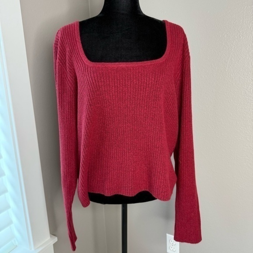NWT Old Navy women’s cropped square neck ribbed long sleeve sweater size XXL